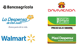 Banco Agrícola, Banco Davivienda Salvadoreño, Despensa Don Juan, Despensa Familiar, WALMART, Maxi Dispensa