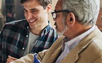 Father and son chatting